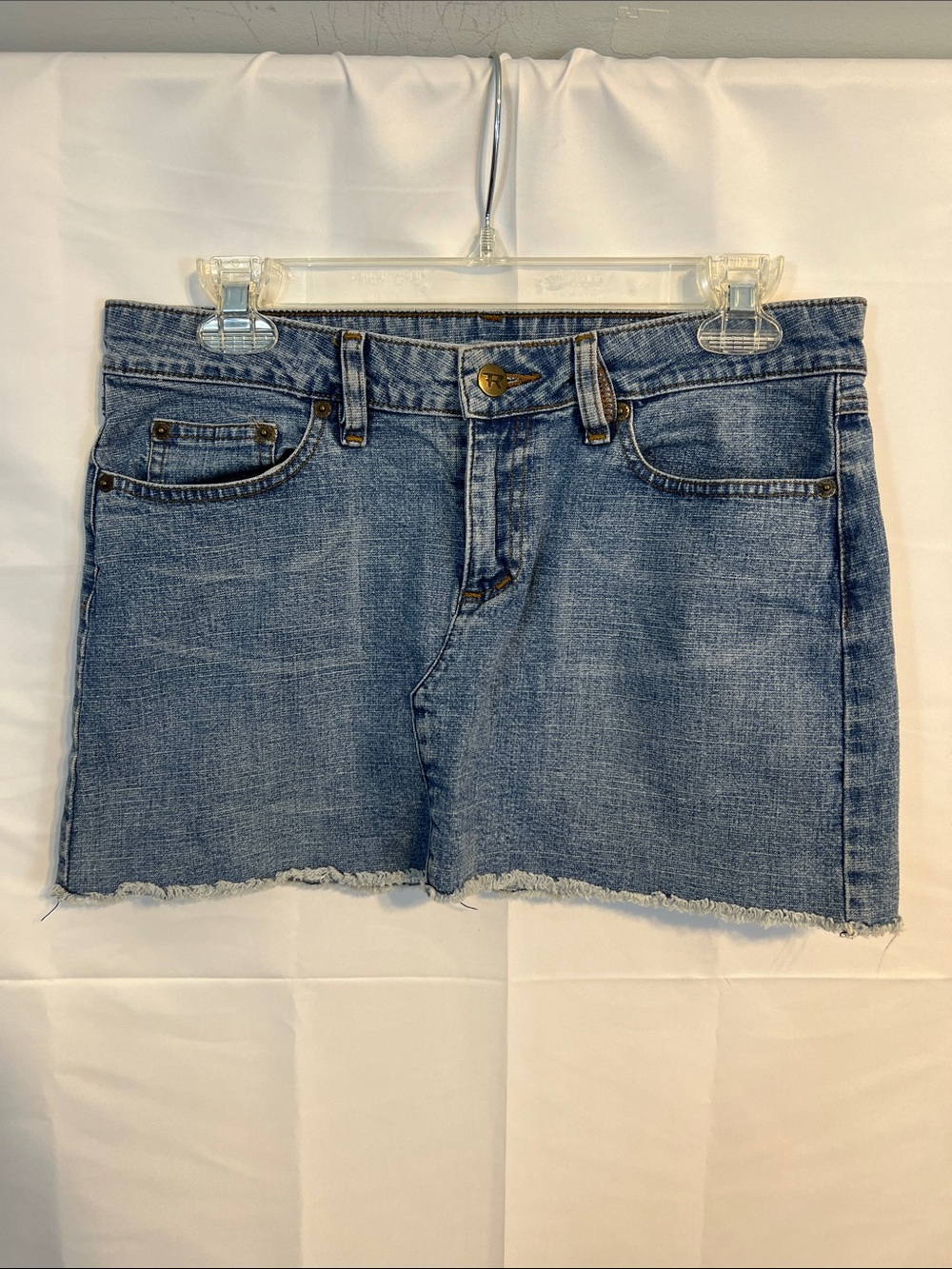 Y2K Rampage Denim Frayed Hem Mini Skirt